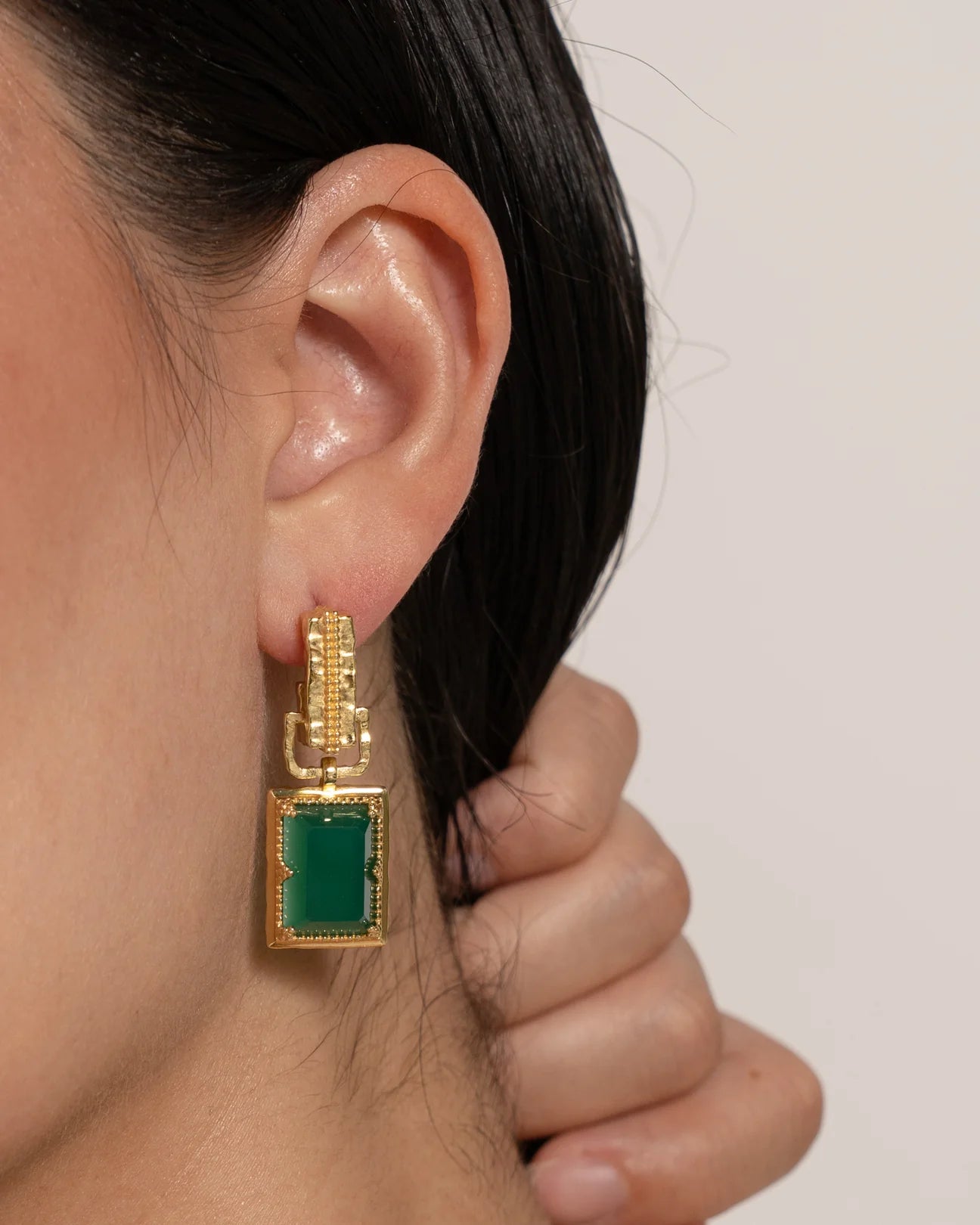 Alexandra Earrings - Green Onyx