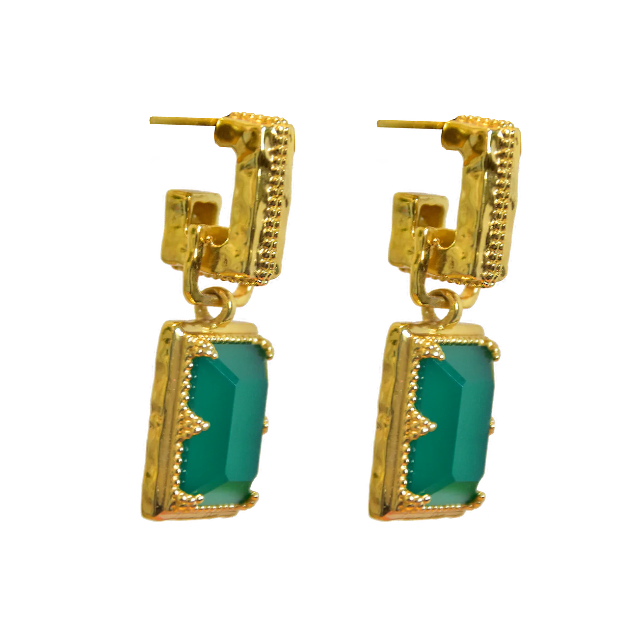 Alexandra Earrings - Green Onyx