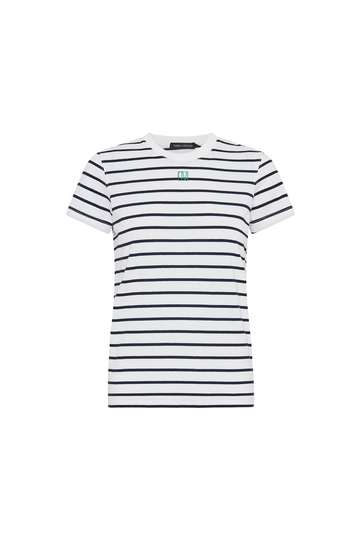 Sora Tee - White with Navy Stripe