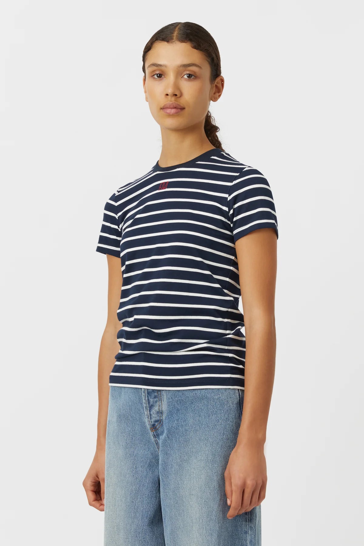 Sora Tee - Navy with White Stripe