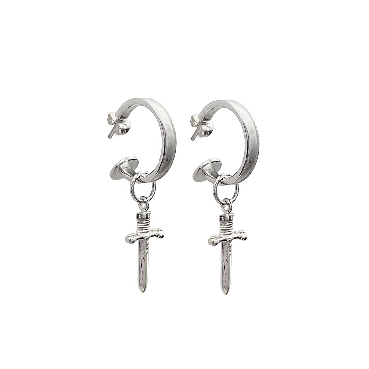 Dagger Mini Hoops - Silver