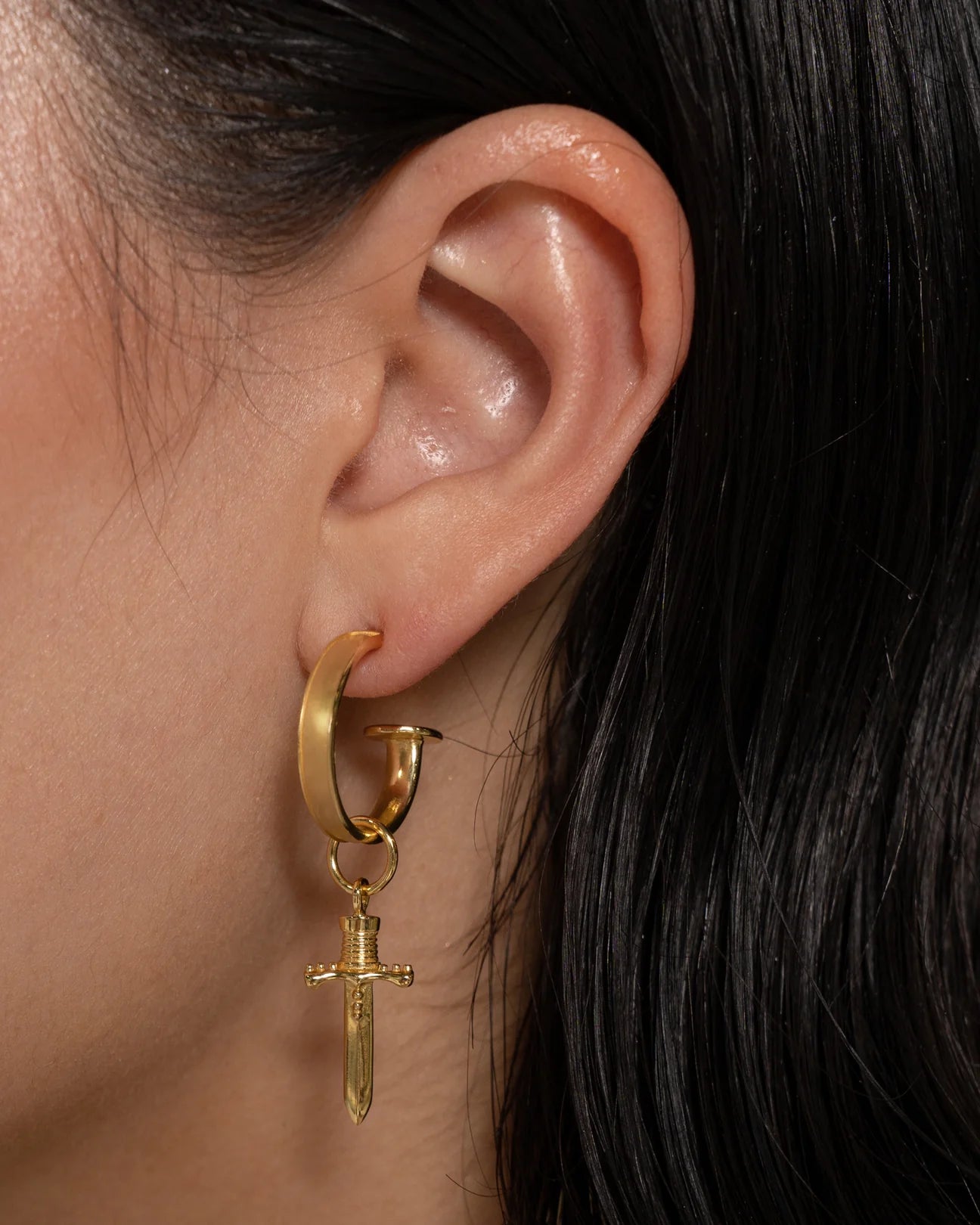 Dagger Mini Hoops - Gold