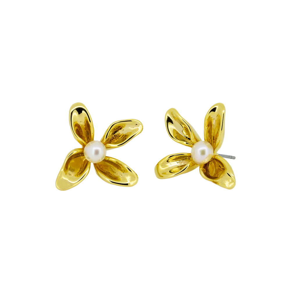 Blanca Flower Studs Gold