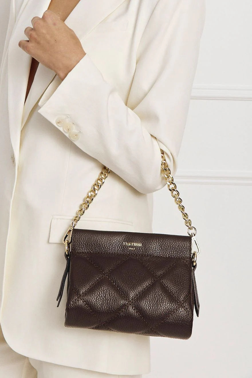 Ella Quilted Crossbody - Dark Chocolate