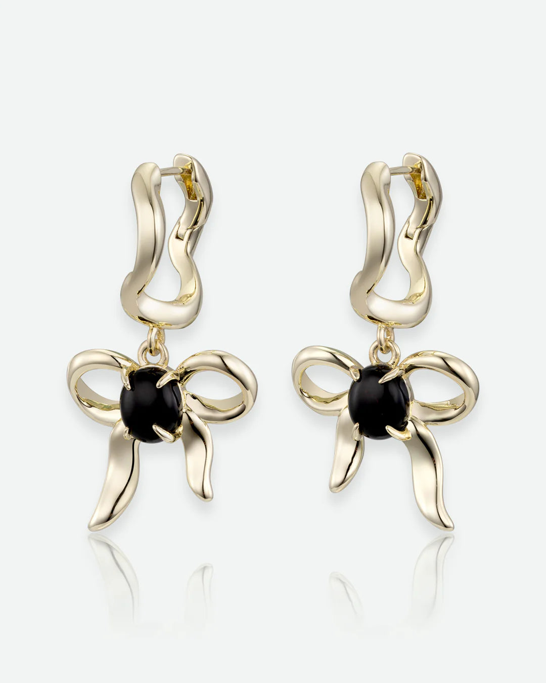 Bow Charm Earrings - Brass + 18k Gold