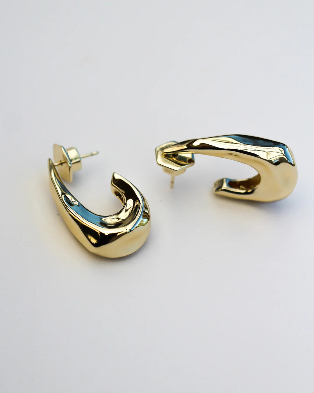 Hook Hammered Earrings - Brass + 18k Gold Plating