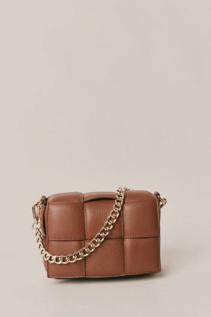 Margot Leather Woven Bag - Chestnut