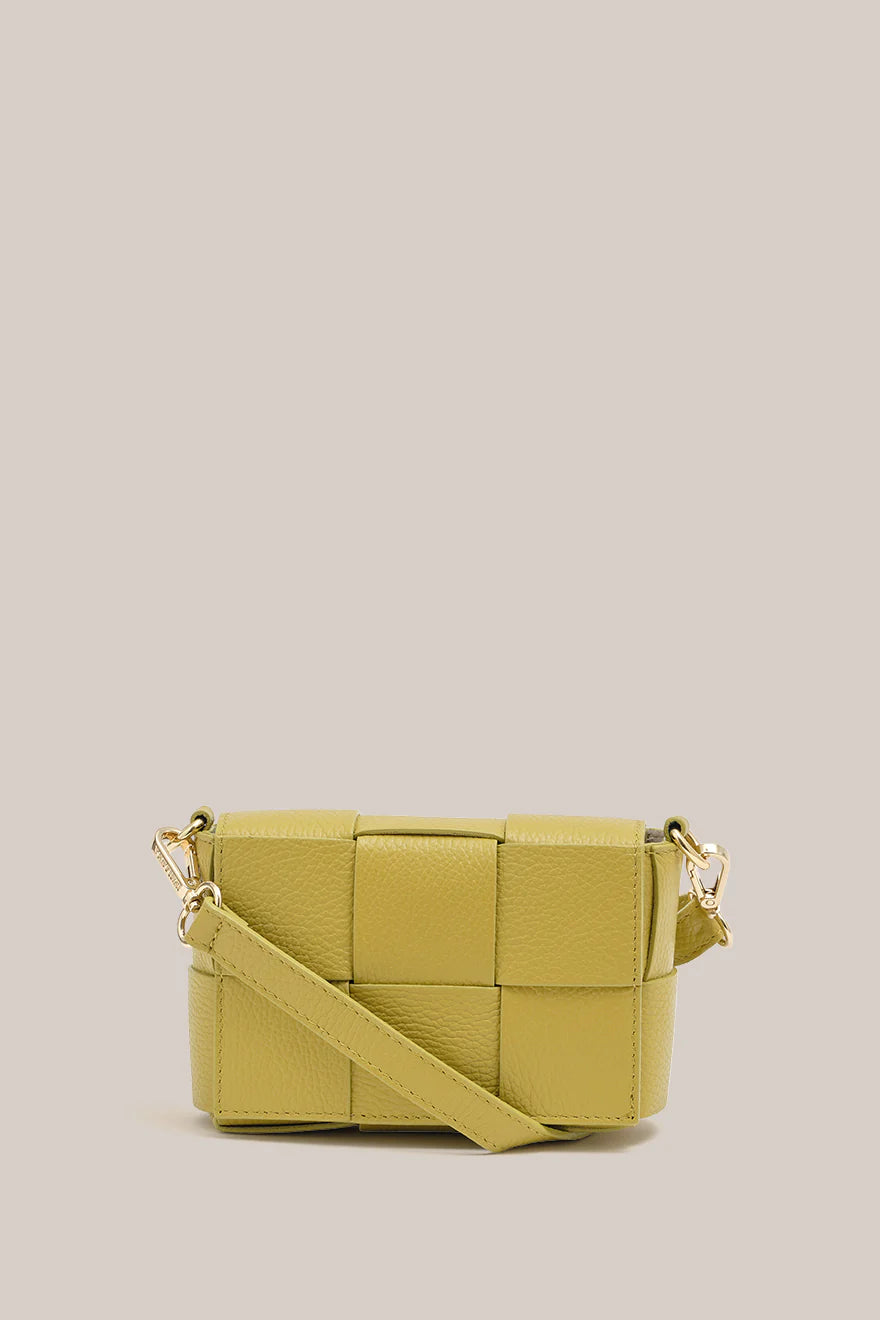 Margot Mini Pistacchio Leather Woven Bag