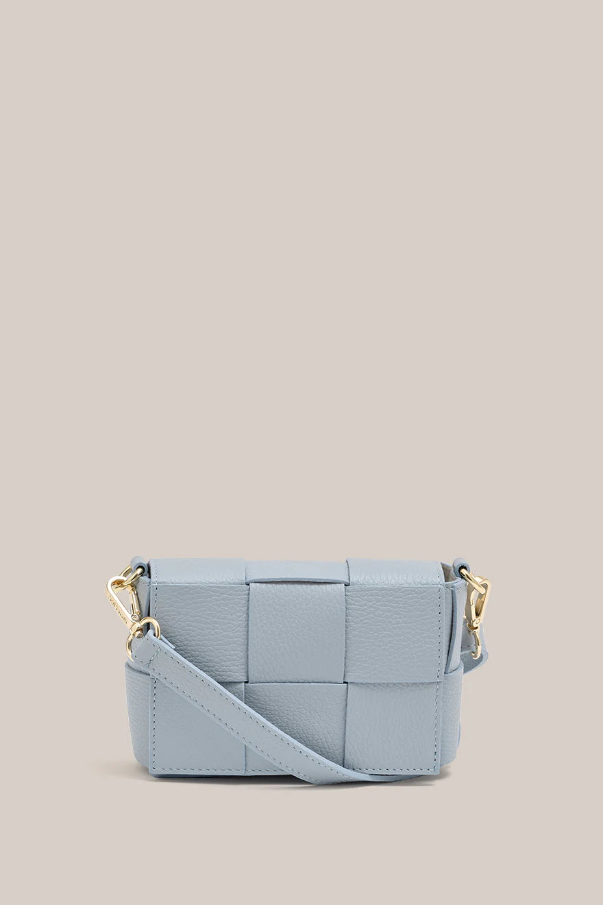 Margot Mini Powder Blue Leather Woven Bag