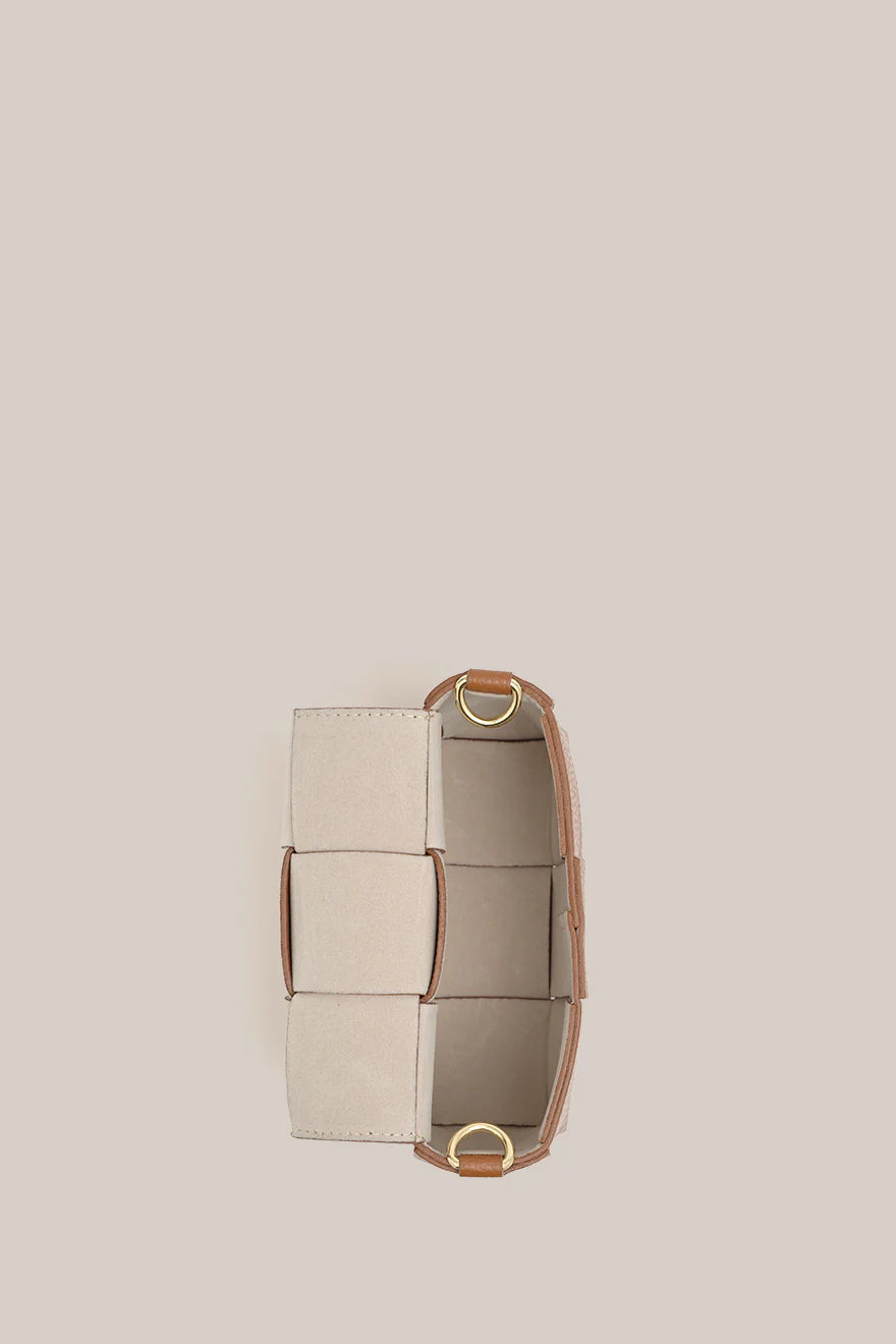 Margot Mini Tan Leather Woven Bag