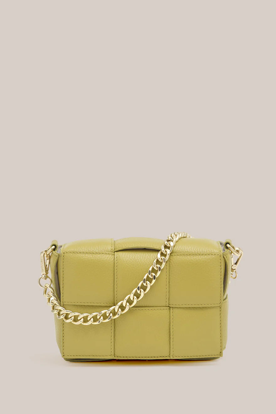 Margot Pistacchio Leather Woven Bag