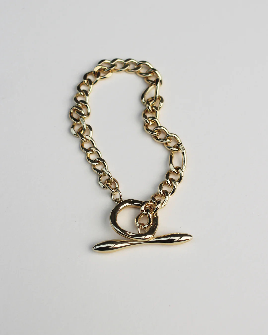 Mixed Fob Chain Bracelet: Brass + 18k Gold