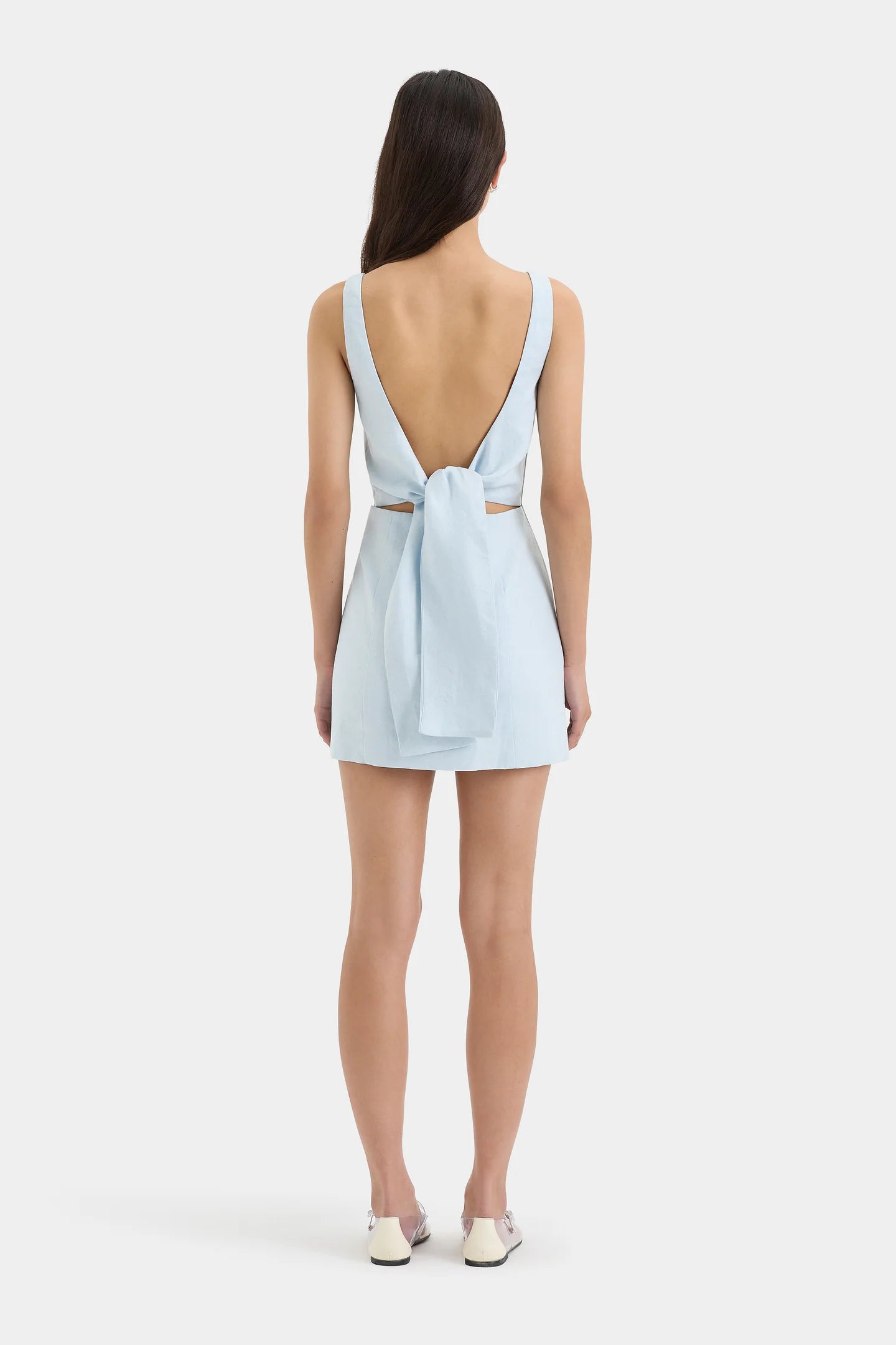 Iris Tie Mini Dress - Light Blue