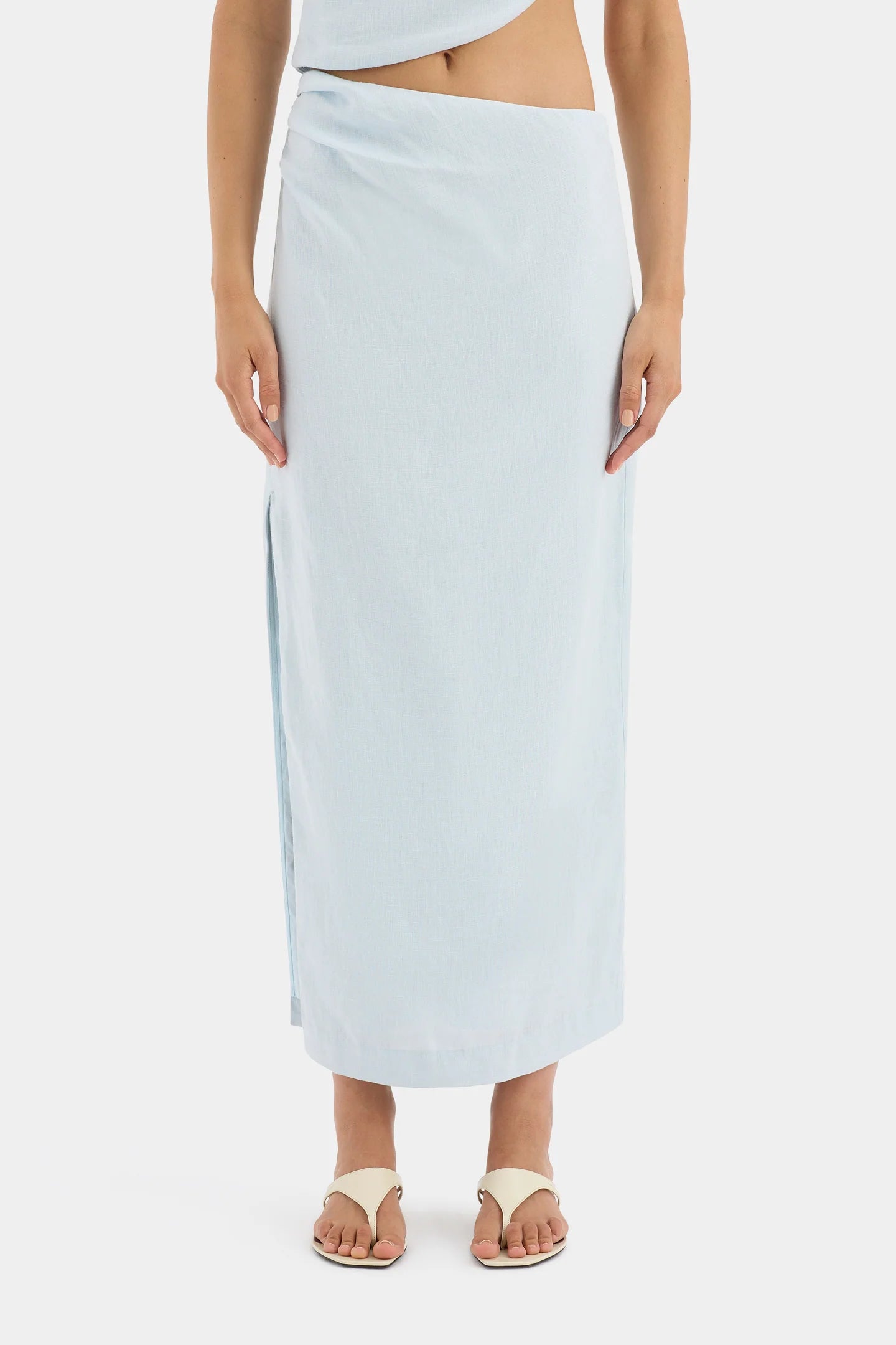 Iris Asymmetric Midi Skirt - Light Blue