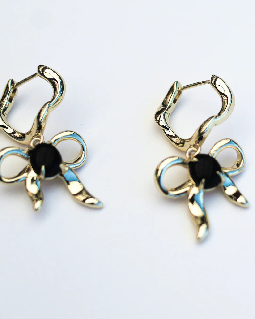 Bow Charm Earrings - Brass + 18k Gold